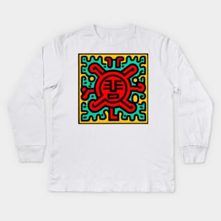 Funny Keith Haring, Bitcoin Kids Long Sleeve T-Shirt